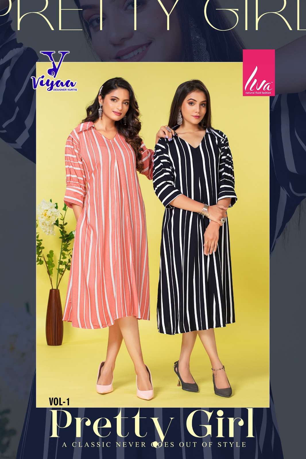 PRETTY GIRL FINEST QUALITY OF PURE REYON LIVA TAG FANCY KURTI BY VIYAA DESIGNER BRAND POSTER